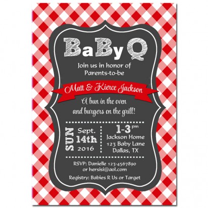 Red Baby-Q Baby Shower Invitation