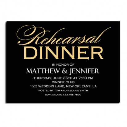 Black and Gold Rehearsal Dinner Invitation