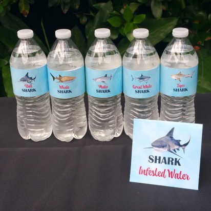 Shark Party Water Bottle Labels