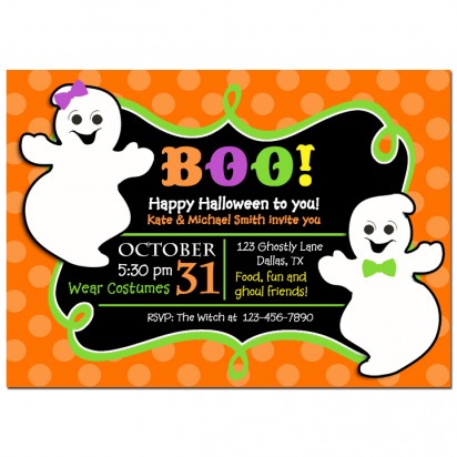 Sibling Girl Boy Ghosts Invitation