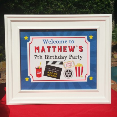 Movie Birthday Party Sign 