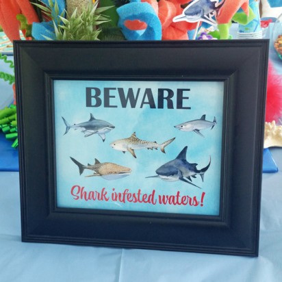 Shark Party "Beware Shark Infested Waters" Sign