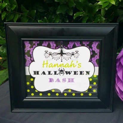 Halloween Chandelier Purple and Lime Door Sign