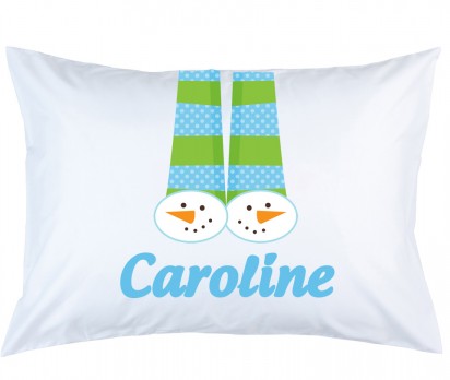 Personalized Snowman Slippers Pillow Case