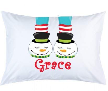 Personalized Frosty Snowman Slippers Pillow Case