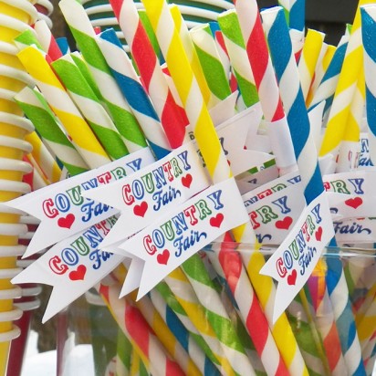 Country Fair Party Straw Flags - Country at Heart Collection
