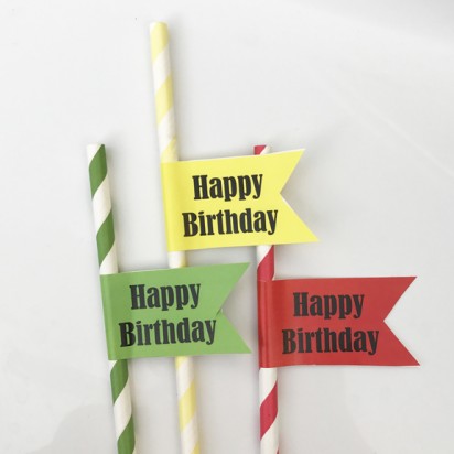  Birthday Straw Flags Laser Tag