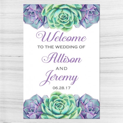 Succulent Wedding Welcome Sign 