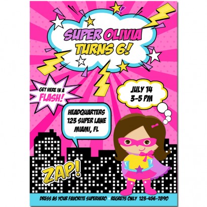 Superhero Girl Invitation