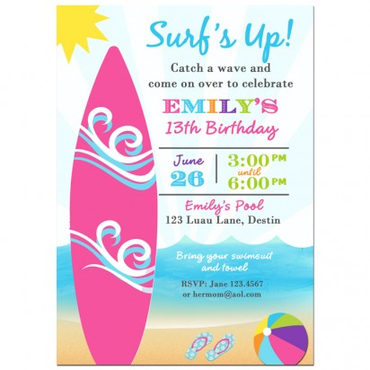 Surf's Up Beach Party Invitation - Surfing Collection
