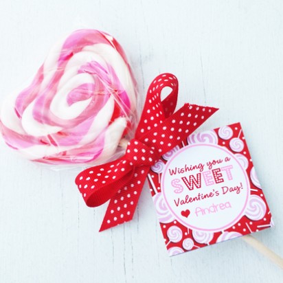 Valentine Lollipop 2.5" Tags Personalized