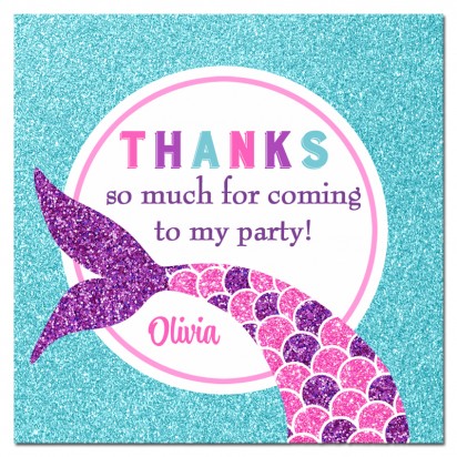 Mermaid Favor Tag - Pink and Purple Sparkle