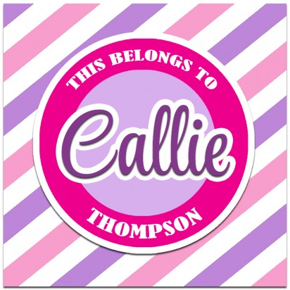 Pink and Purple Stripe Back to School Calling Cards