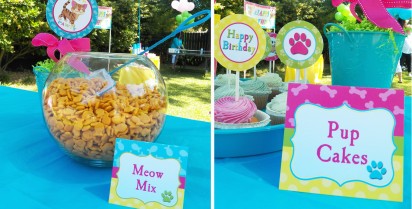 Cat and Puppy Dog Party Food Labels
