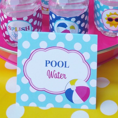 Splash Pool Party Party Tent Style Food Labels  - Splish Splash 