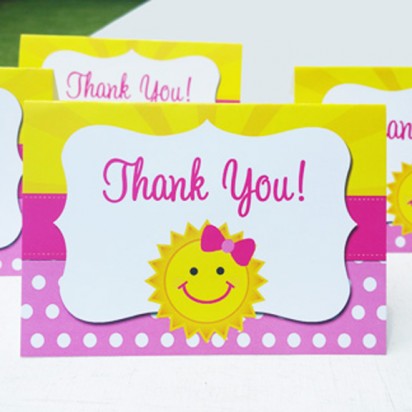Sunshine Birthday Party Thank You Notes