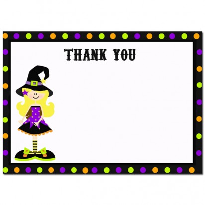 Witch Halloween Party Thank You Notes - Cute Lil' Witch