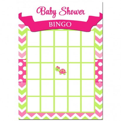 Girl Turtle Baby Shower Bingo 