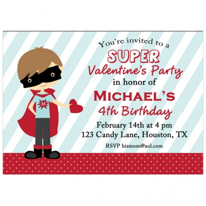 Valentine Boy Superhero Invitation