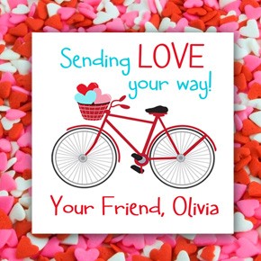 Valentine Bicycle 2.5" Tags Personalized