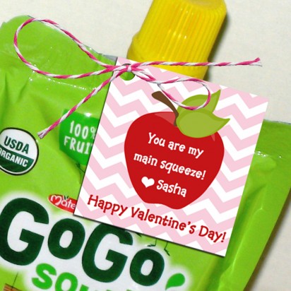 Valentine Apple 2.5" Tags Personalized