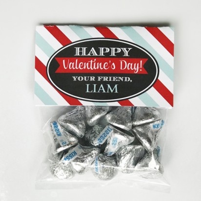 Stripe Tent Style Bag Topper Valentine Personalized 