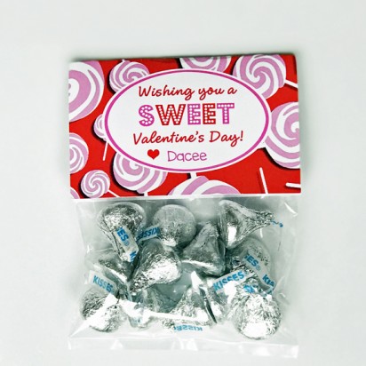 Lollipop Tent Style Bag Topper Valentine Personalized 