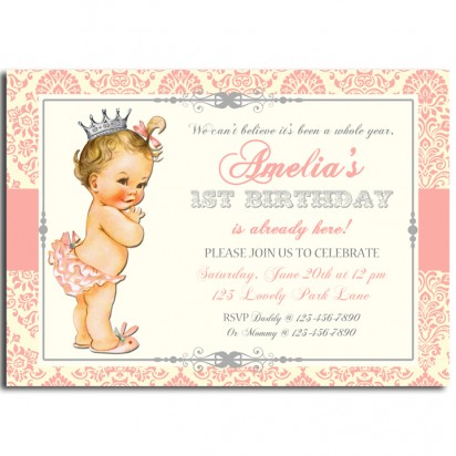 Vintage Baby Girl Invitation