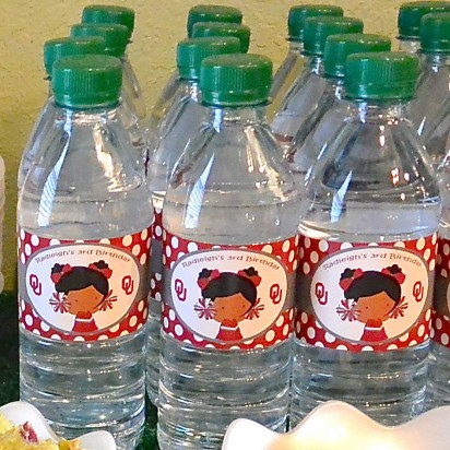 Cheerleader Football Party Water Bottle Labels
