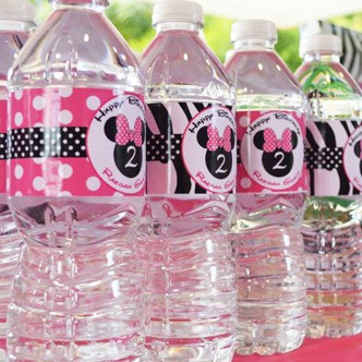 Minnie Mouse Silhouette Water Bottle Labels