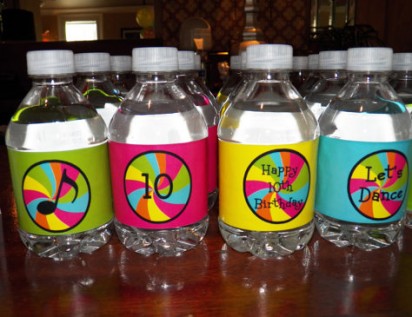 Neon Dance Water Bottle Labels