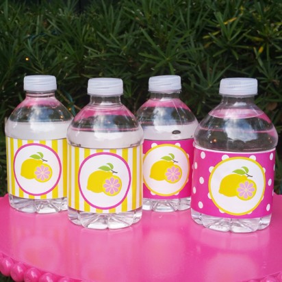 Pink Lemonade Water Bottle Labels