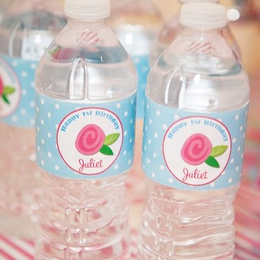 Floral Shabby Chic Water Bottle Labels 