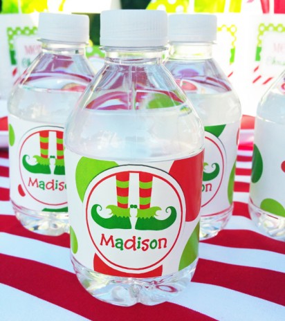 Christmas Elf Feet Water Bottle Labels