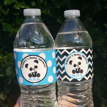 Panda Boy Personalized Water Labels - Panda Blue