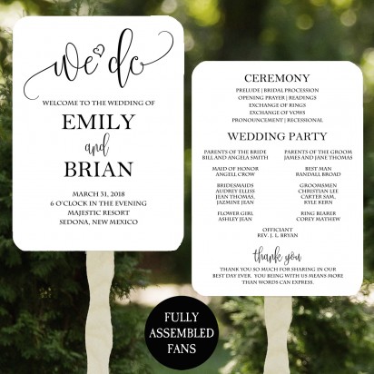 We Do Wedding Program Fans