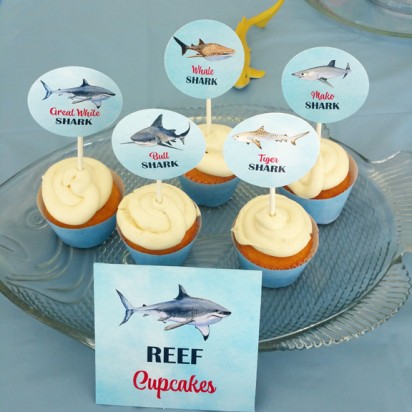 Shark Party Cupcake Toppers