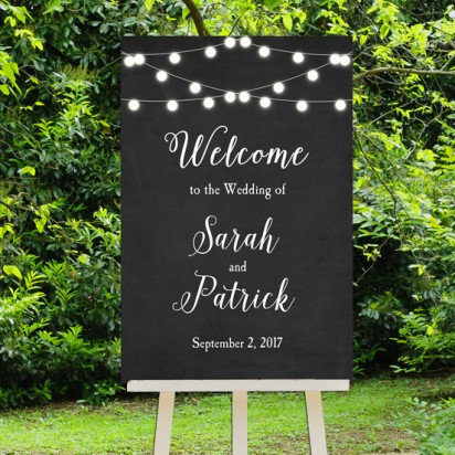 Chalkboard and Lights Wedding Welcome Sign