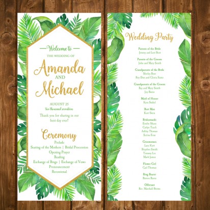 Palms 4x9" Wedding Program