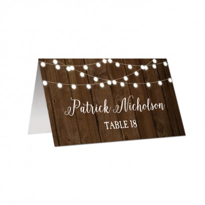 Wood and Lights Place Card Escort Card
