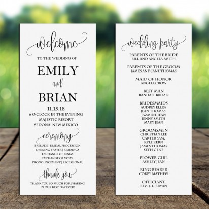 We Do with Names 4x9" Wedding Program