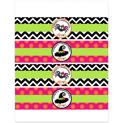 Halloween Witch Hat Personalized Water Bottle Labels - Witch Hat Collection