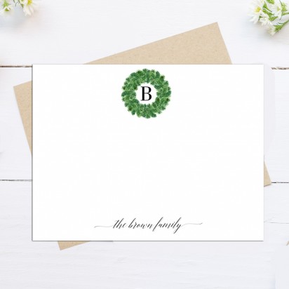 Boxwood Wreath Personalized Note Cards