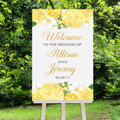 Wedding Welcome Sign Yellow Roses