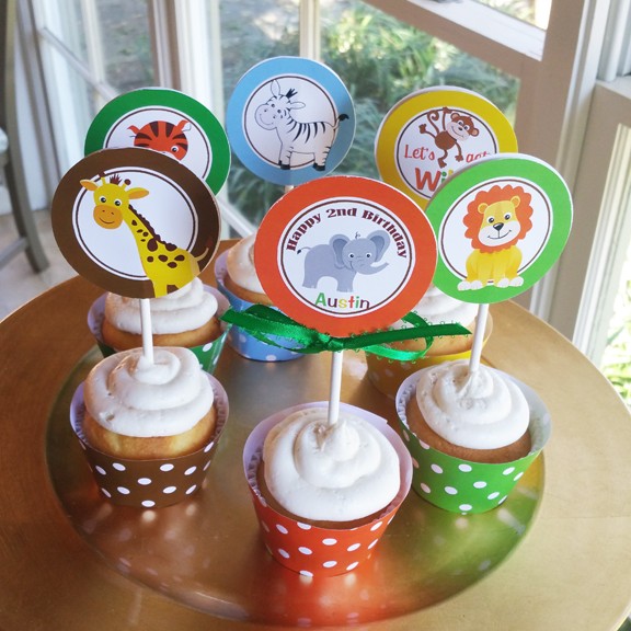 Wild Animal Cupcake Toppers by That Party Chick - Jungle