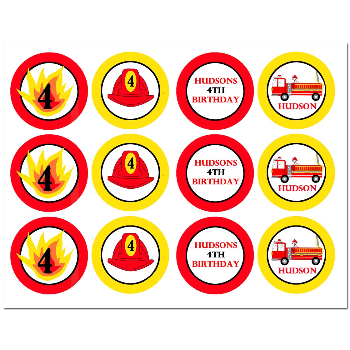 Firetruck Cupcake Toppers By That Party Chick Firefighter