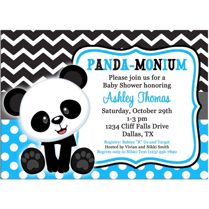 Panda Birthday or Baby Shower Invitation by That Party Chick - Panda Blue