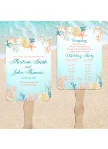 Seaside Wedding Program Fans 