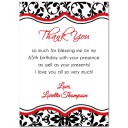 Black Damask and Red Personalized Thank You Notes