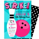 Strike! Girl's Bowling Party Invitation